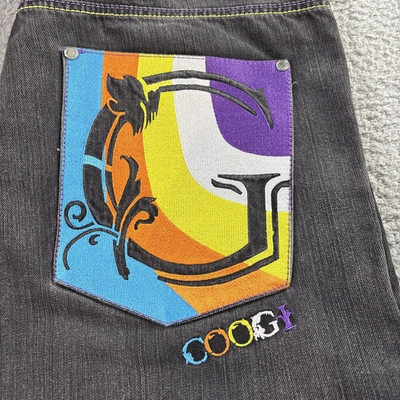 Vintage COOGI Jeans Mens Size 42x35 Embroidered Y2K Demon Wide Leg Baggy Pants - Picture 2 of 16